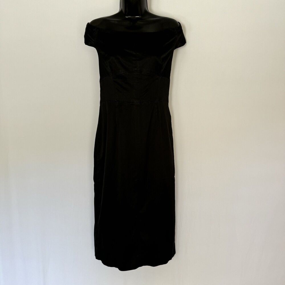 Milly Dress 10 Women’s Ari Black Off The Shoulder Shift Dress EUC